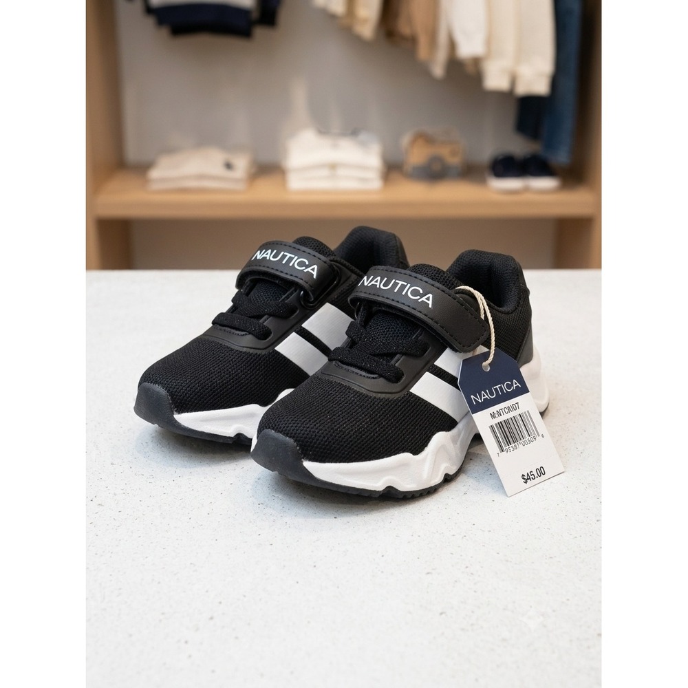 Nautica Manalapin 3 T Toddler Sneakers Black White Mesh Athletic Shoes Size 5T
